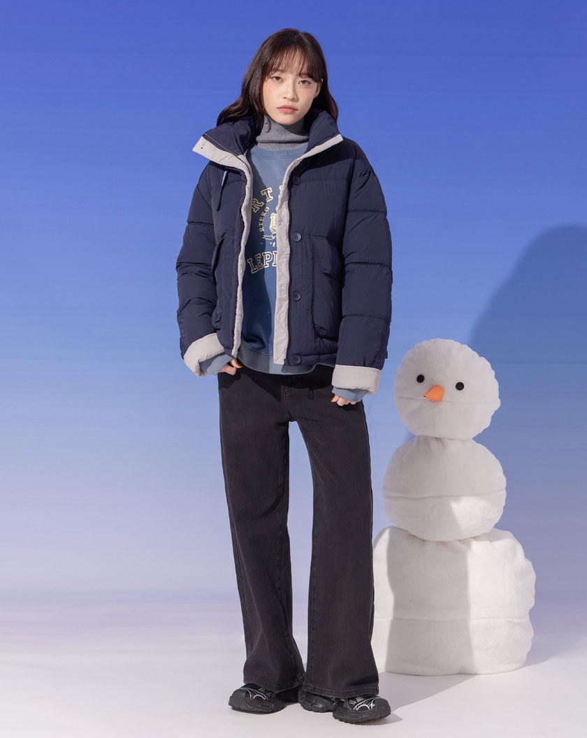 ➤蓬蓬雙色立領鋪棉外套