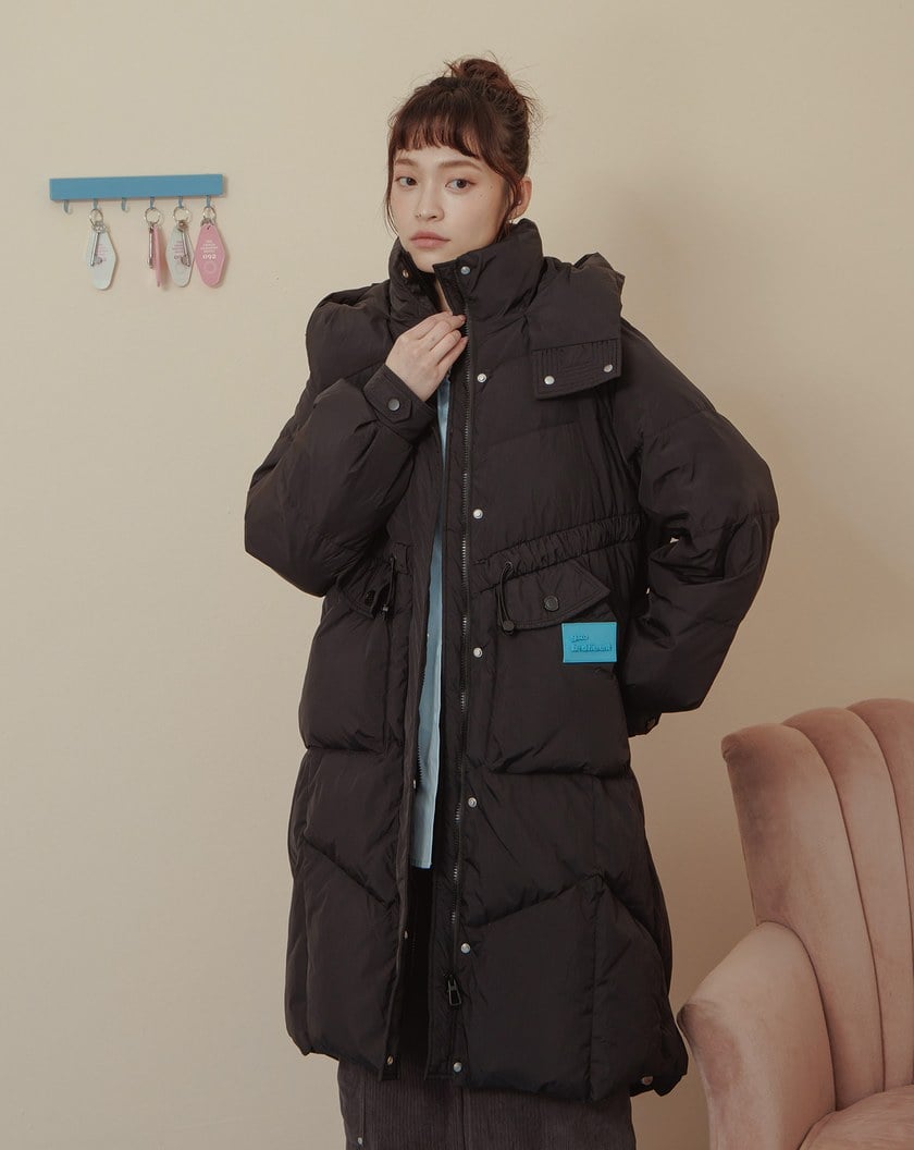 ➤抽繩可拆式連帽長版羽絨外套(兩色)