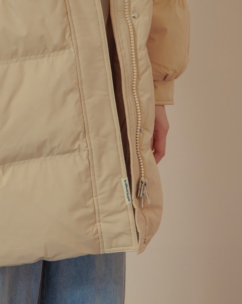 ➤造型口袋立領連帽長版羽絨外套(兩色)