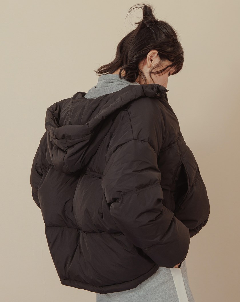 ➤防潑水雙向拉鍊可調節連帽羽絨外套(兩色)