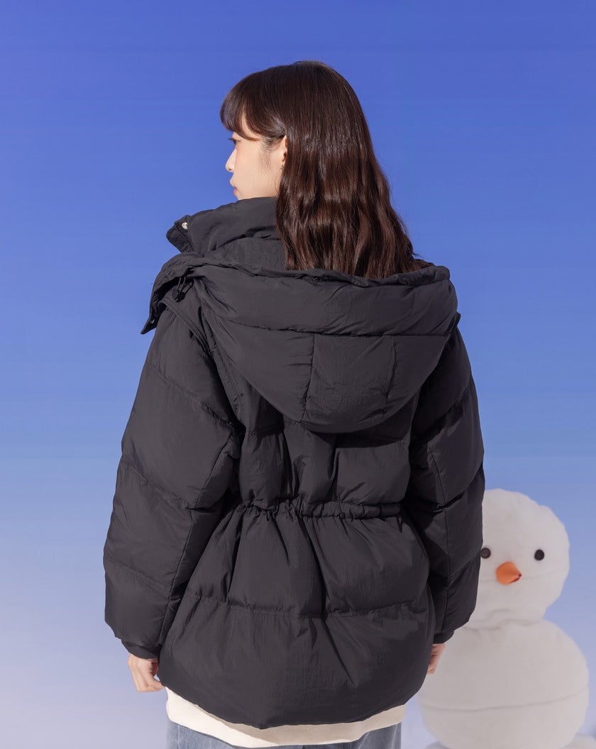 ➤品牌膠標可拆式連帽羽絨外套(兩色)