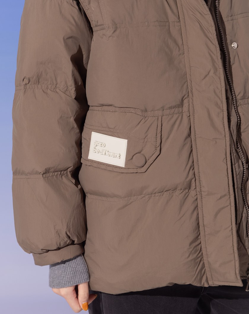 ➤品牌膠標可拆式連帽羽絨外套(兩色)