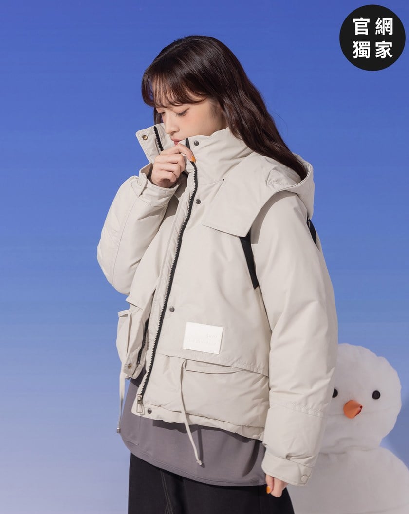 ➤運動風條紋織帶連帽鋪棉外套(兩色)