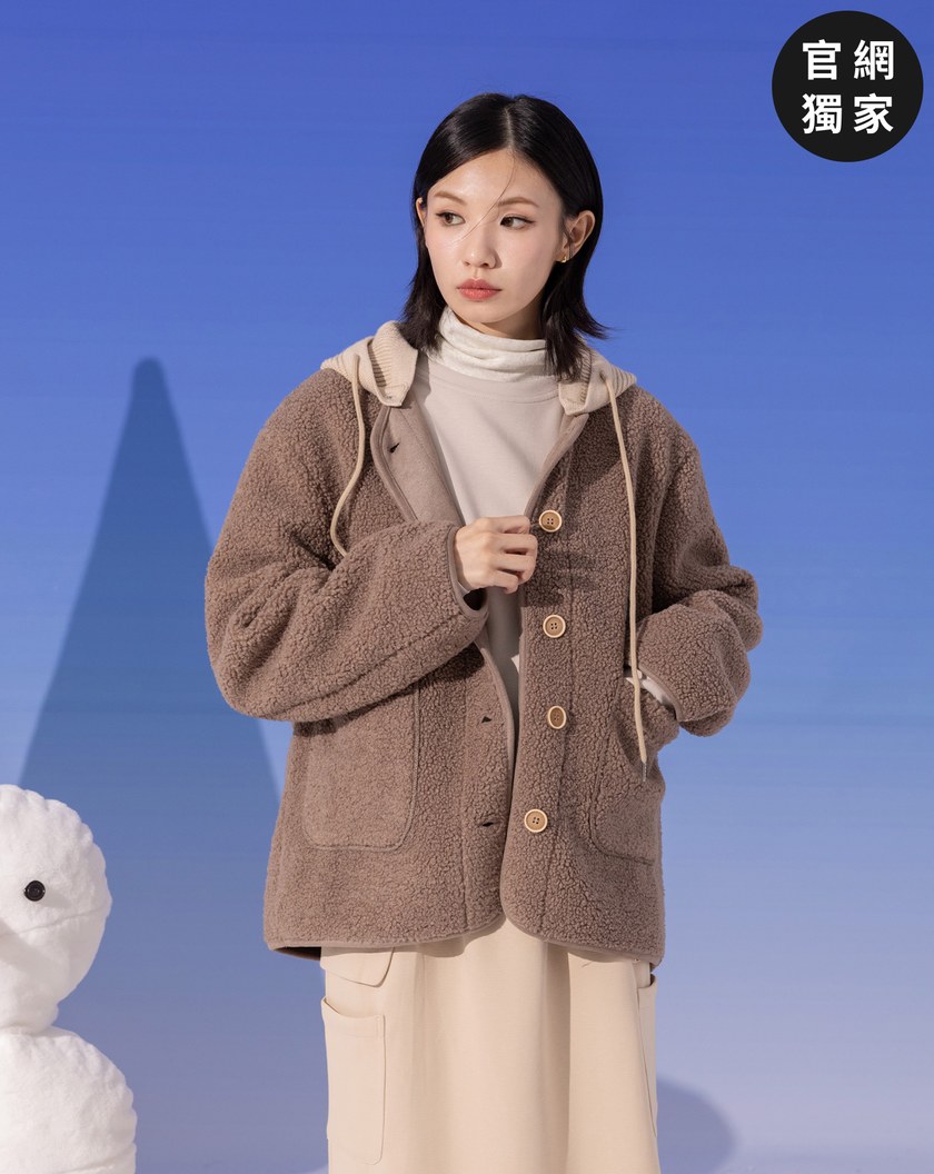 ➤羊羔絨QQ毛可拆式連帽外套(兩色)