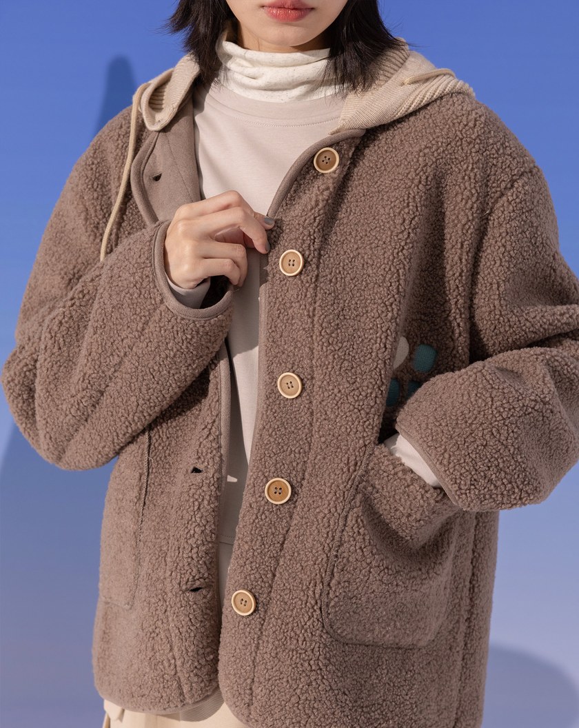 ➤羊羔絨QQ毛可拆式連帽外套(兩色)