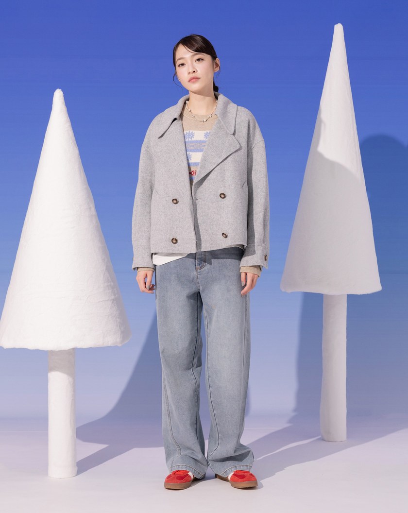 ➤雙排釦大翻領羊毛外套(兩色)