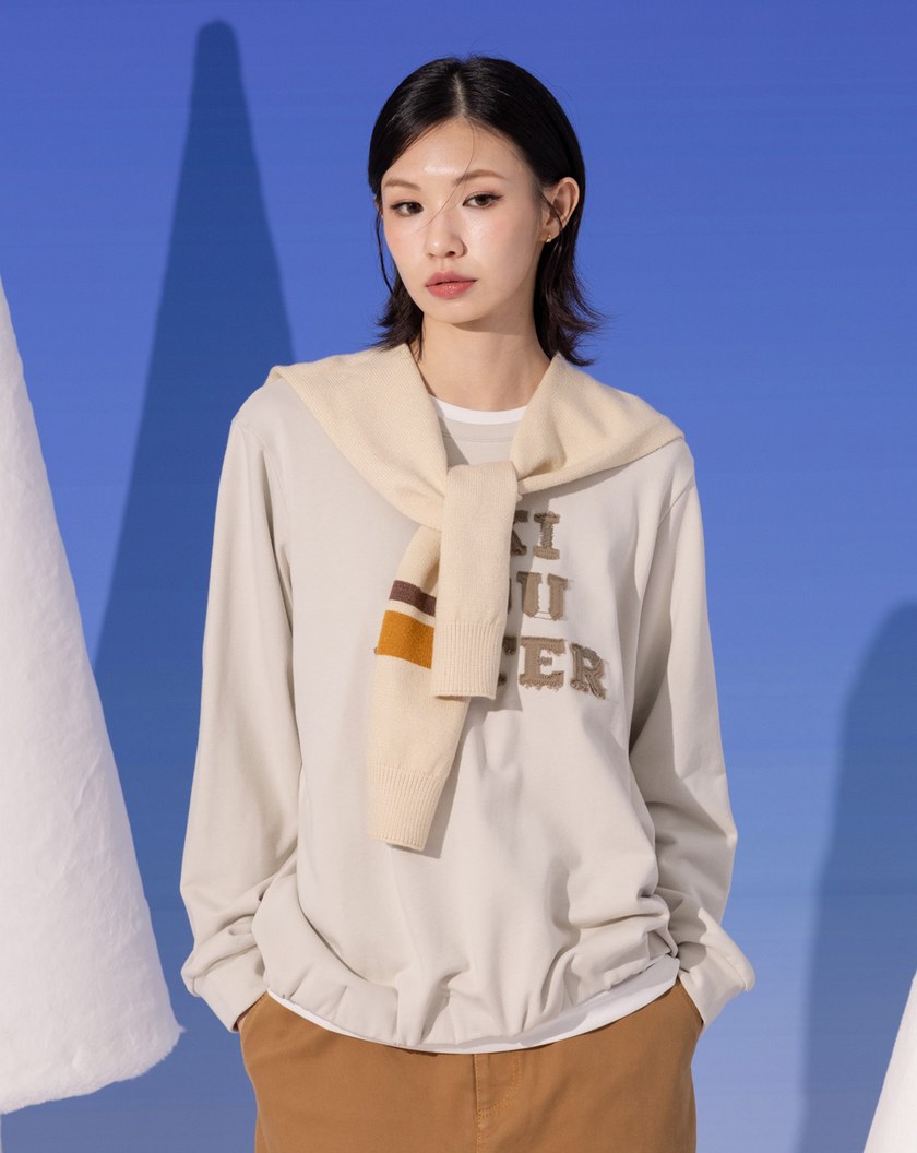 92繡花運動風針織披肩(兩色)