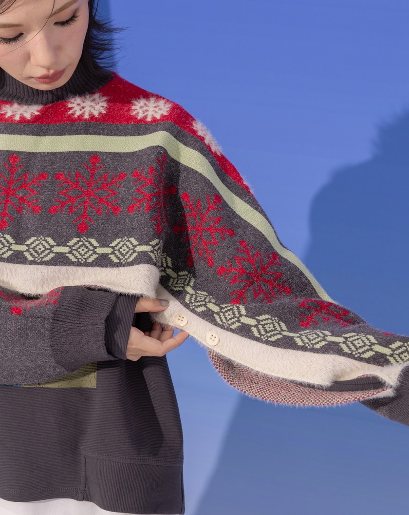 雪花圖騰毛絨上衣式圍脖(兩色)