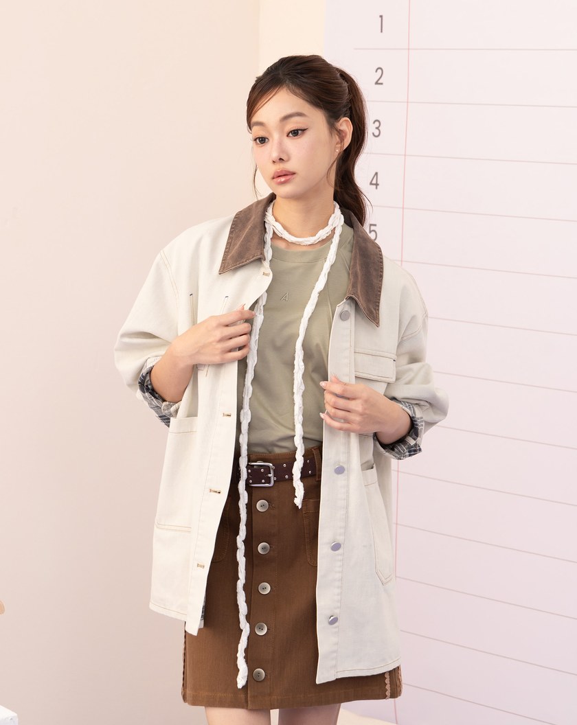 A｜巴恩風格紋內裡工裝外套(兩色)