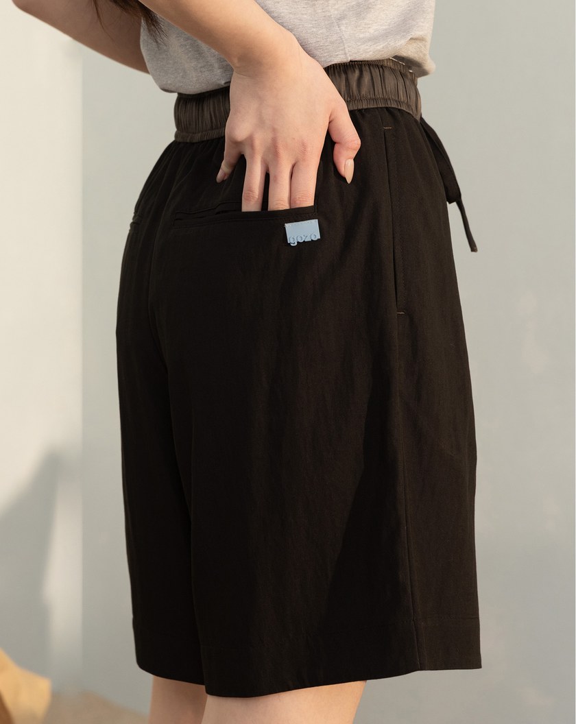 ➤輕盈涼感全腰鬆緊配色五分褲(兩色)