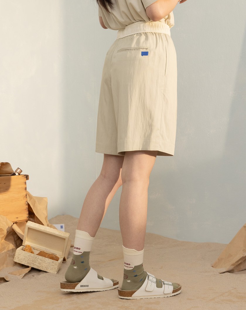 ➤輕盈涼感全腰鬆緊配色五分褲(兩色)