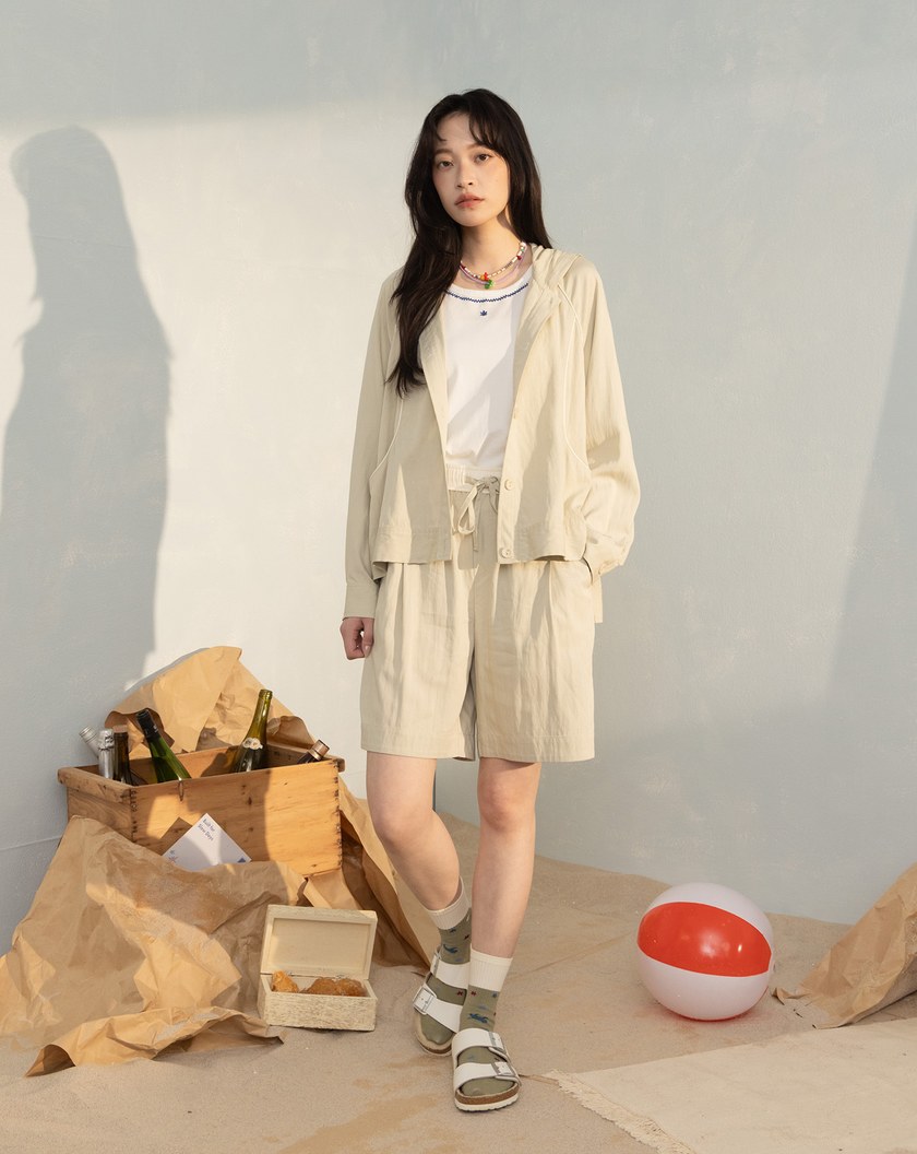 ➤輕盈涼感全腰鬆緊配色五分褲(兩色)