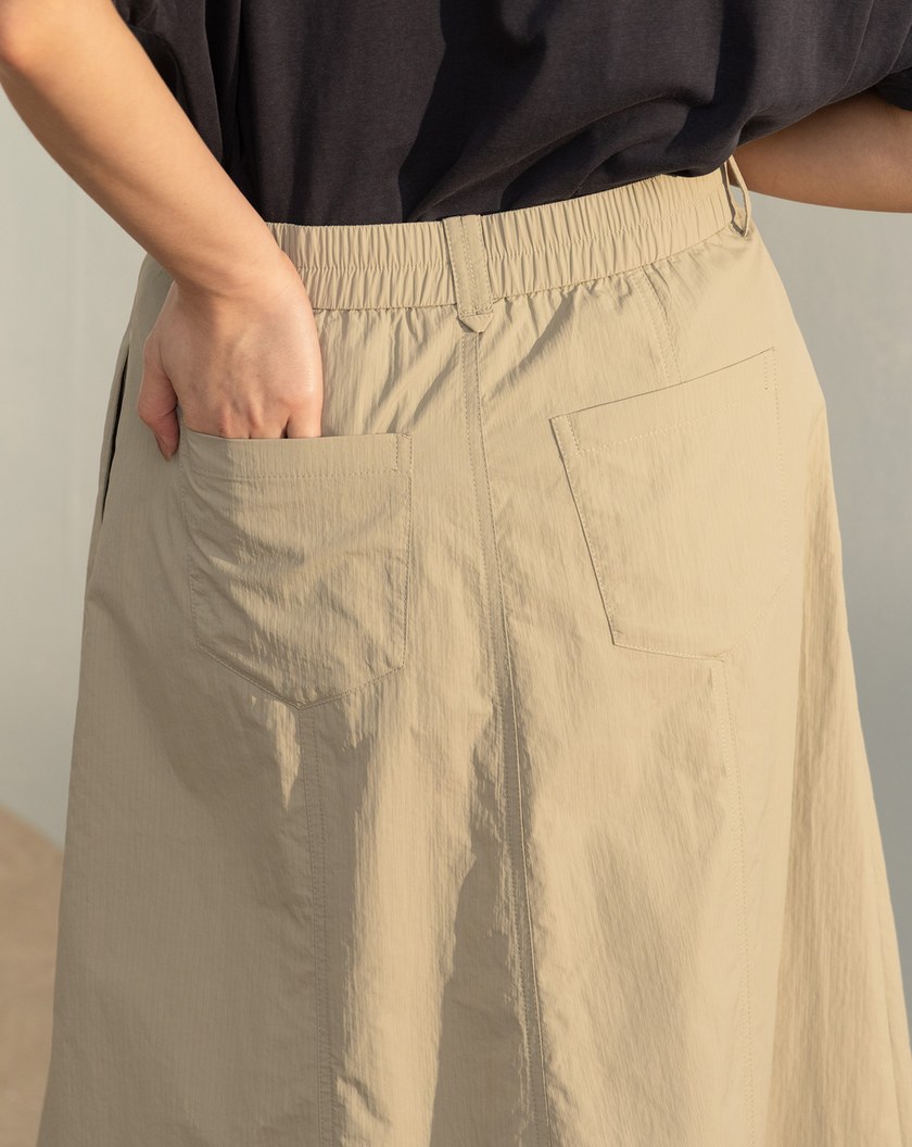 抗皺立體打褶A字裙(兩色)