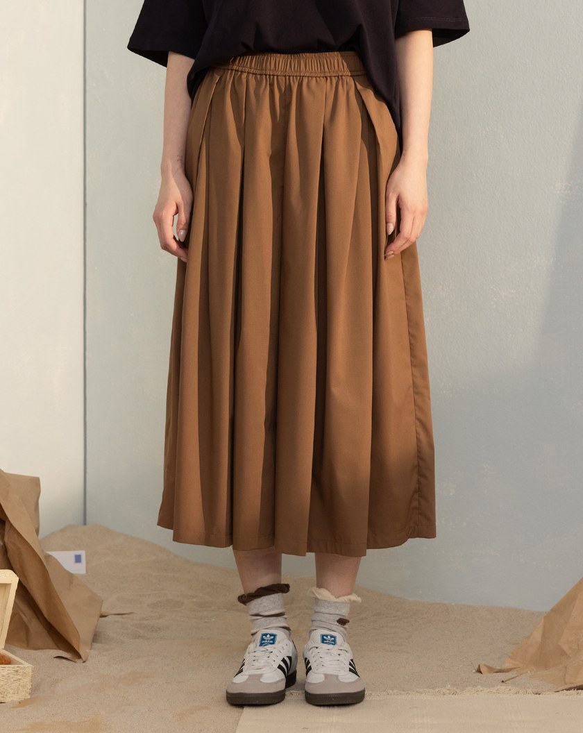 抗皺打褶鬆緊8分褲裙(兩色)