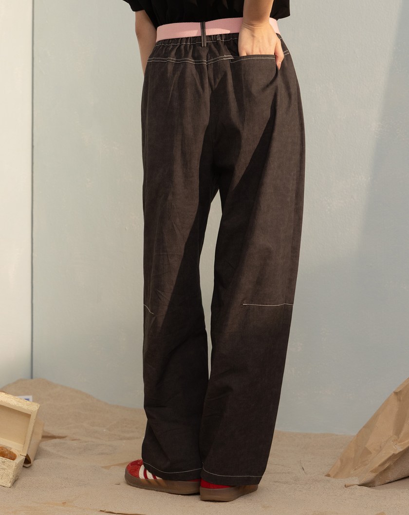 雲霧染口袋剪接小彎刀褲(兩色)