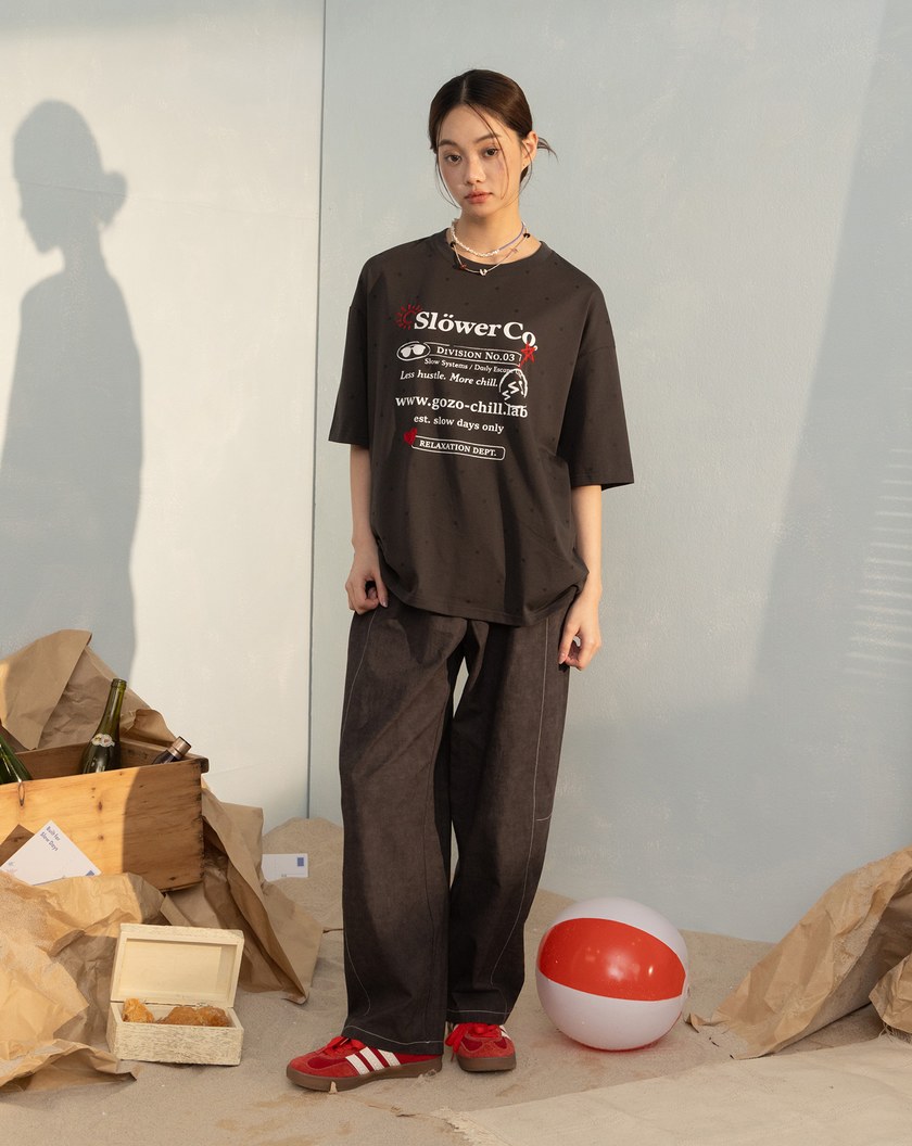 雲霧染口袋剪接小彎刀褲(兩色)