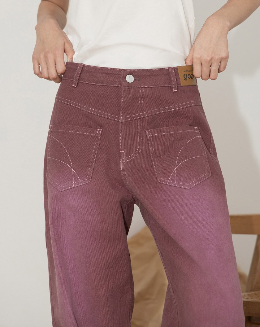 A｜反穿感水洗刷色直筒牛仔寬褲(兩色)