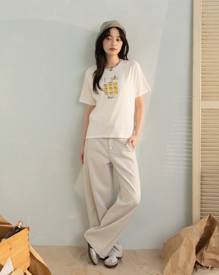 貓咪歸檔印花合肩T恤(兩色)