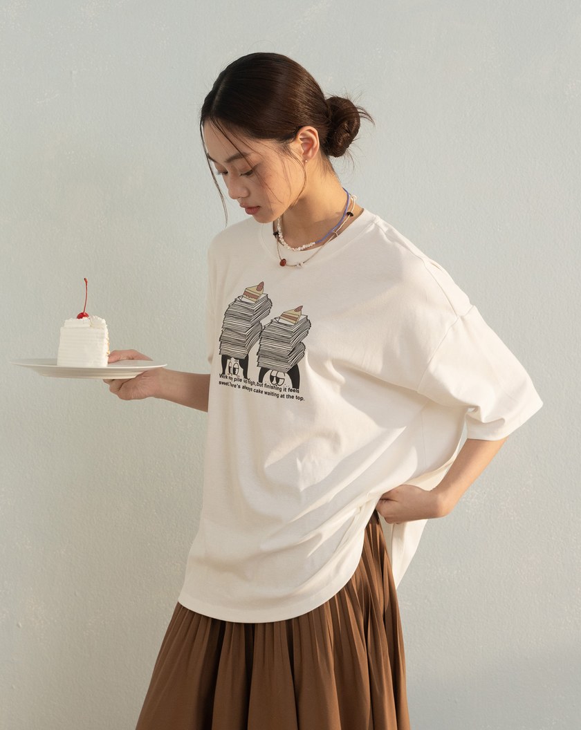 甜蜜小確幸打褶廓型T恤(兩色)