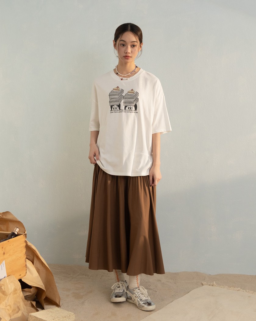 甜蜜小確幸打褶廓型T恤(兩色)