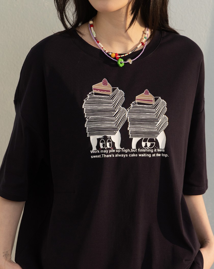 甜蜜小確幸打褶廓型T恤(兩色)