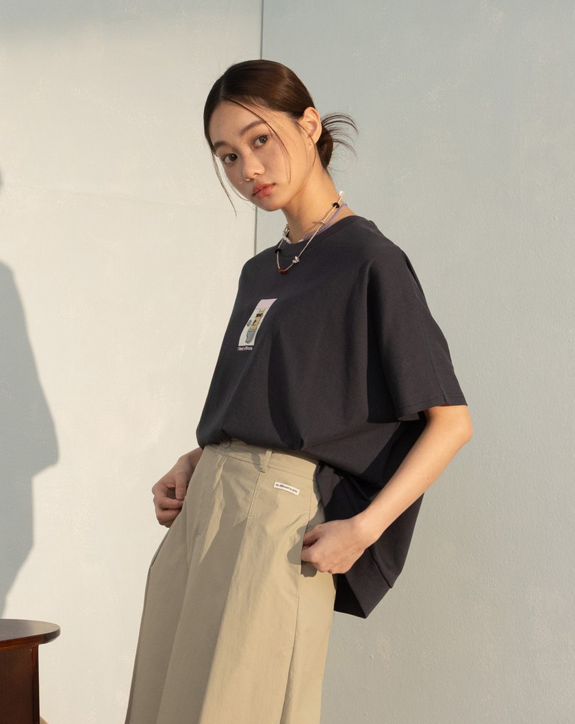 蹲蹲小確幸抓褶連袖T恤(兩色)