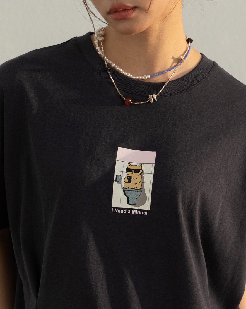 蹲蹲小確幸抓褶連袖T恤(兩色)