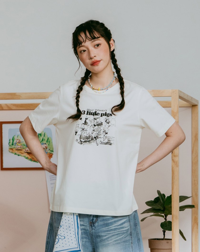 迪士尼系列 繪本風串珠繡花涼感T恤(兩色)