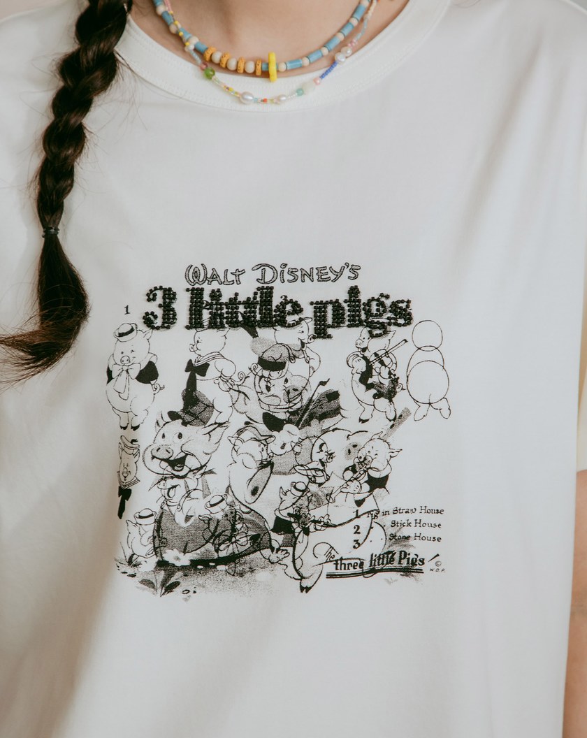 迪士尼系列 繪本風串珠繡花涼感T恤(兩色)