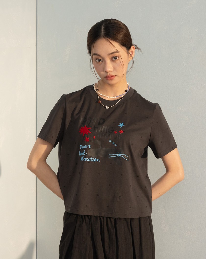 放鬆黑貓點點涼感T恤(兩色)