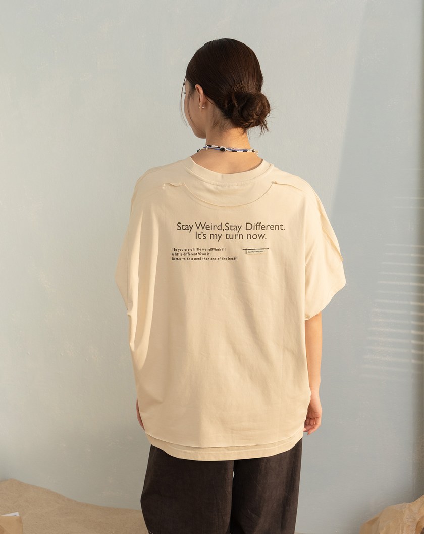 立體車線假兩件瞬涼涼感連袖T恤(兩色)