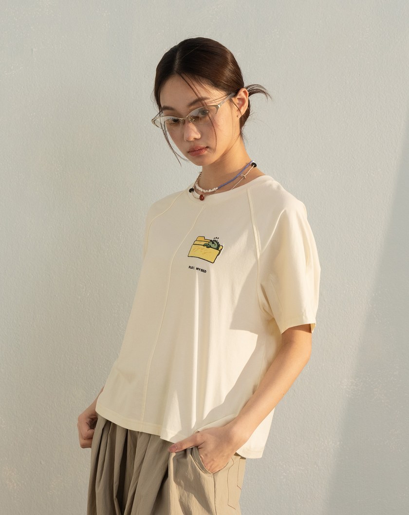 資料夾睡袋小恐龍拉克蘭袖涼感T恤(兩色)