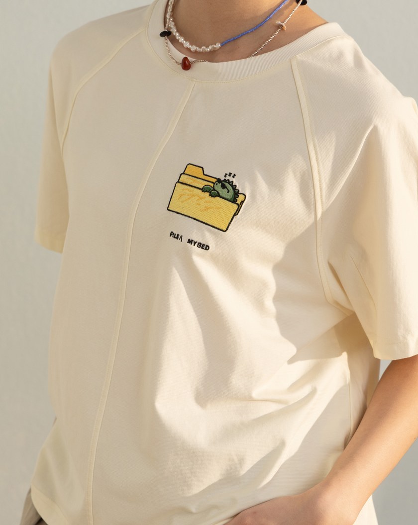 資料夾睡袋小恐龍拉克蘭袖涼感T恤(兩色)