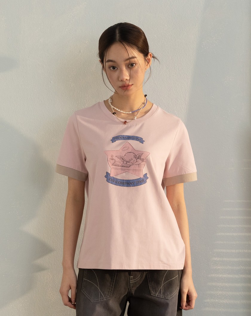 跟小天使一起摸魚天絲涼感T恤(兩色)