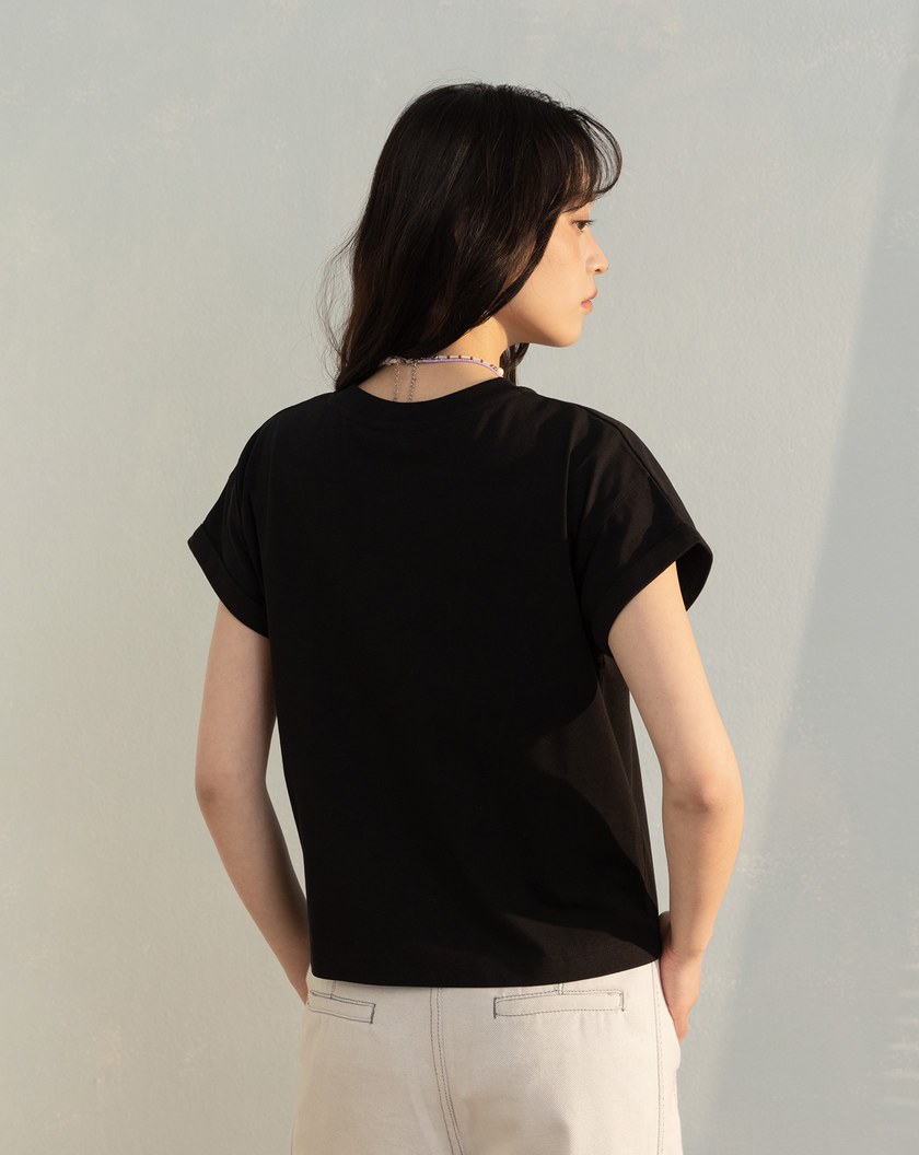 立體車線反摺袖瞬涼涼感T恤(兩色)