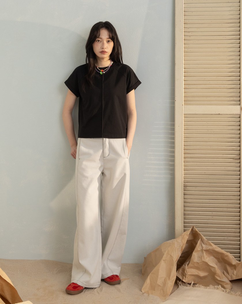 立體車線反摺袖瞬涼涼感T恤(兩色)