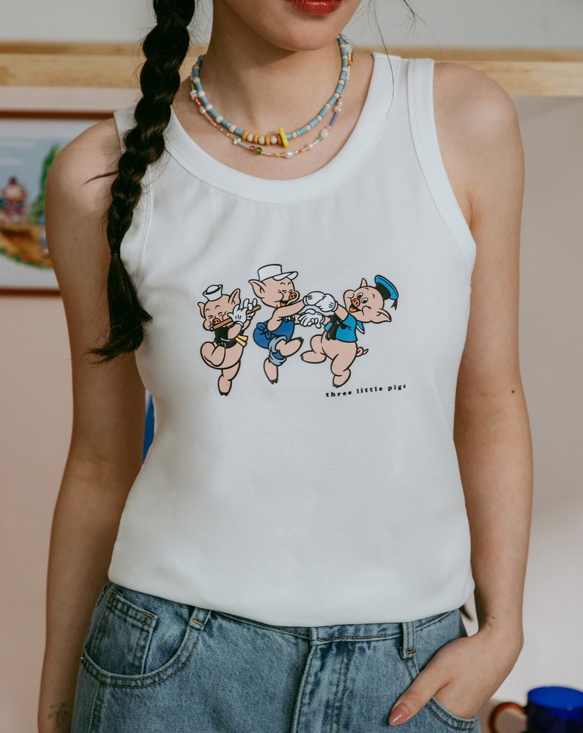 迪士尼系列 三隻小豬圓舞曲涼感背心(三色)