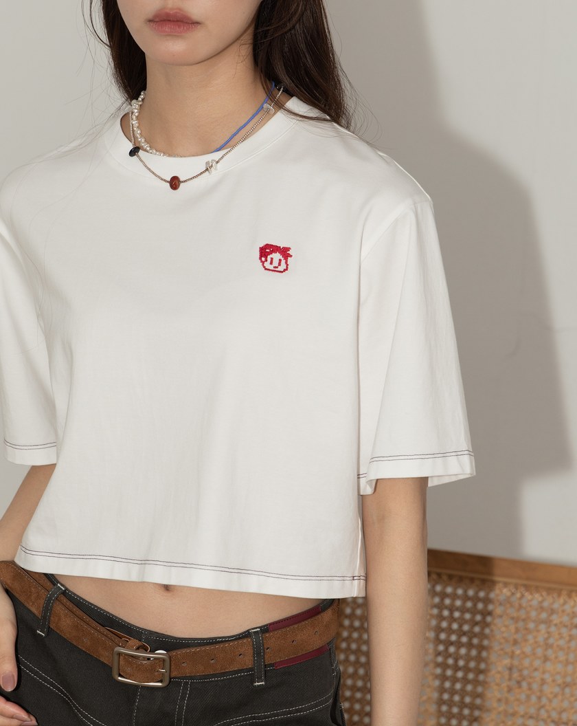 A｜筆記隨想天堂印花涼感短版T恤(兩色)