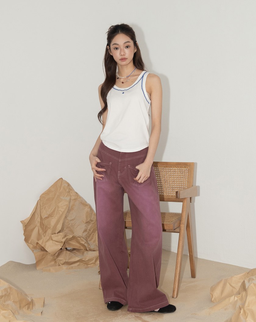 A｜涼感滾邊繡花合身背心(三色)