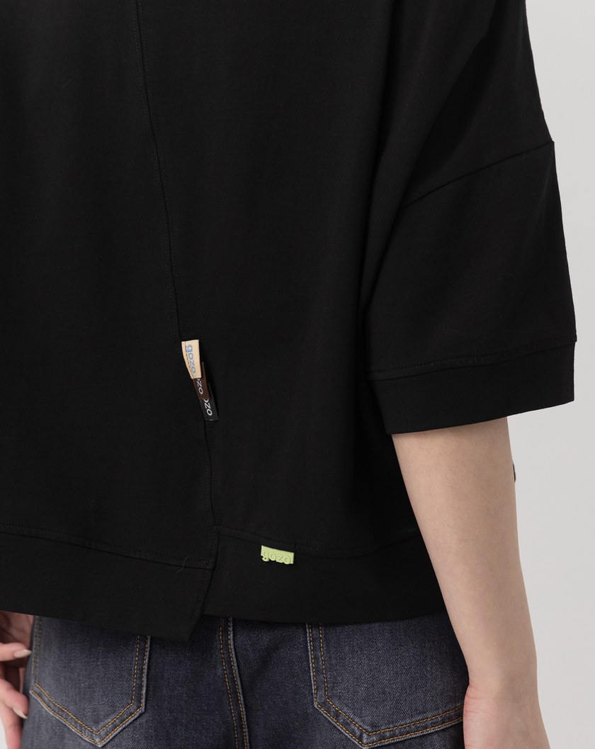 ➤涼感抑菌不對稱剪接寬版T恤(兩色)