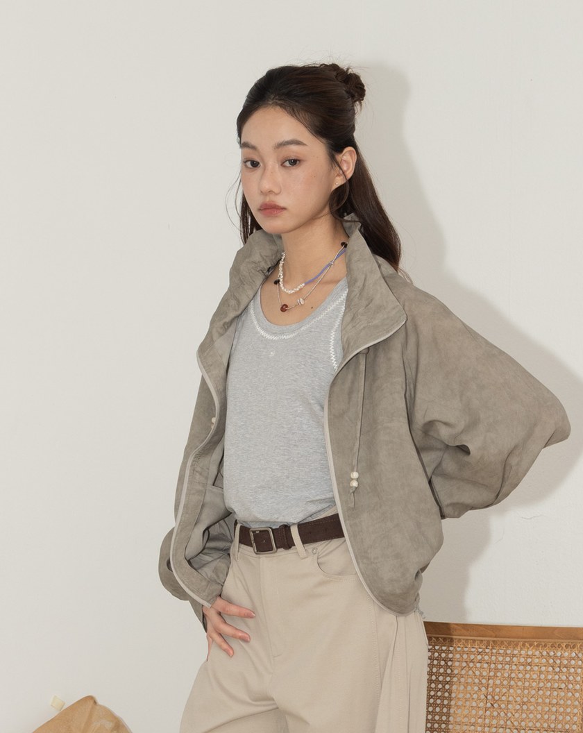 暈染天絲麻造型抽繩立領外套(兩色)