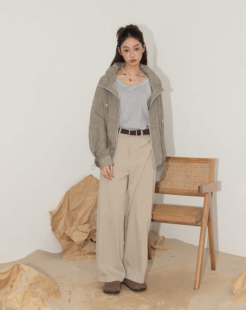 暈染天絲麻造型抽繩立領外套(兩色)