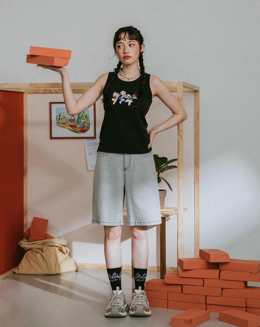 迪士尼系列 123三隻小豬排排站跳色長襪(兩色)