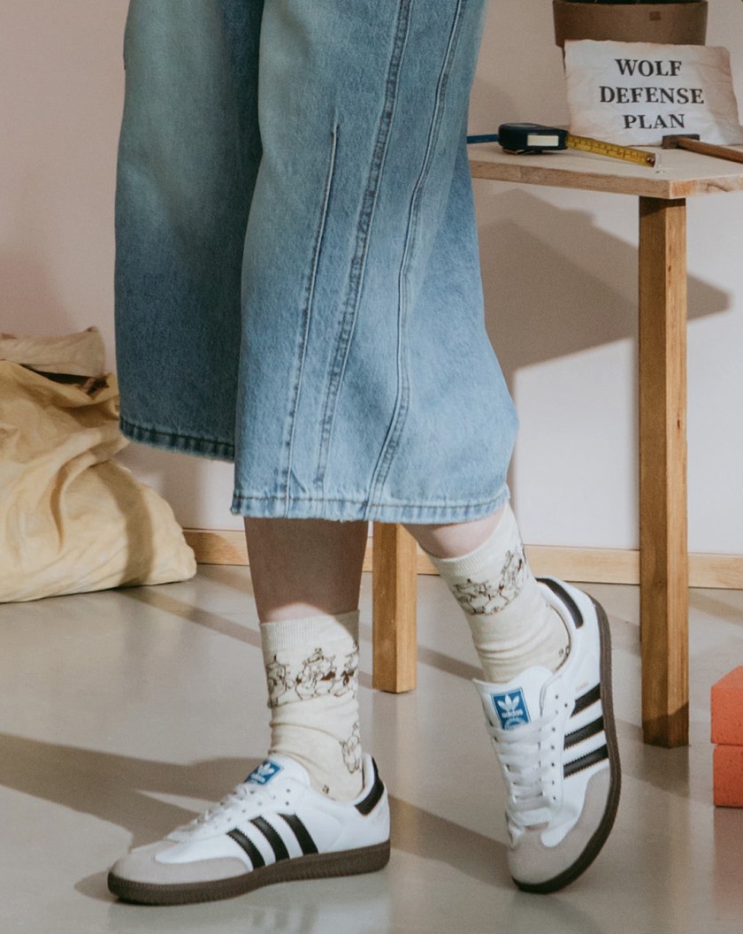 迪士尼系列 123三隻小豬排排站跳色長襪(兩色)