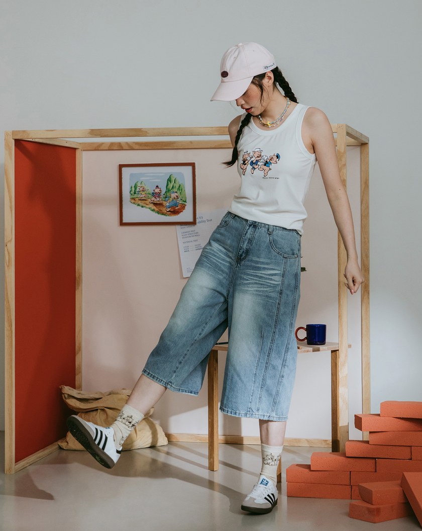 迪士尼系列 123三隻小豬排排站跳色長襪(兩色)