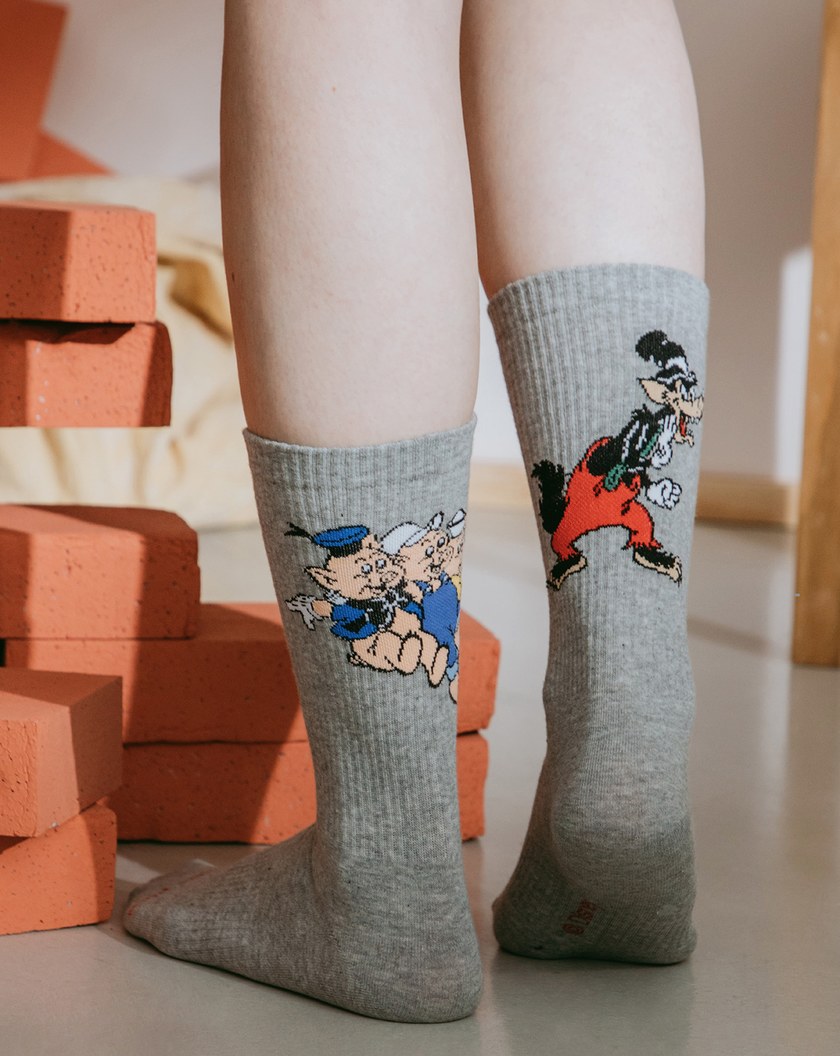 迪士尼系列 三隻小豬&大野狼緹織長襪(兩色)