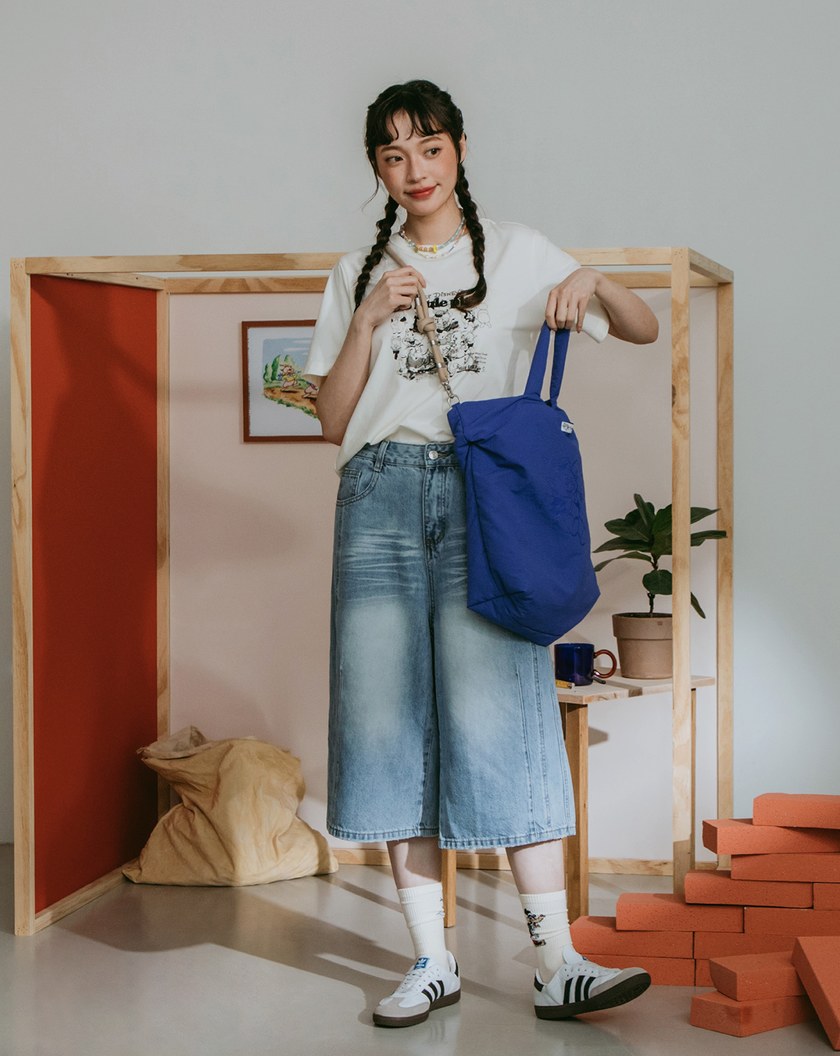 迪士尼系列 三隻小豬膠印澎澎手提袋(兩色)