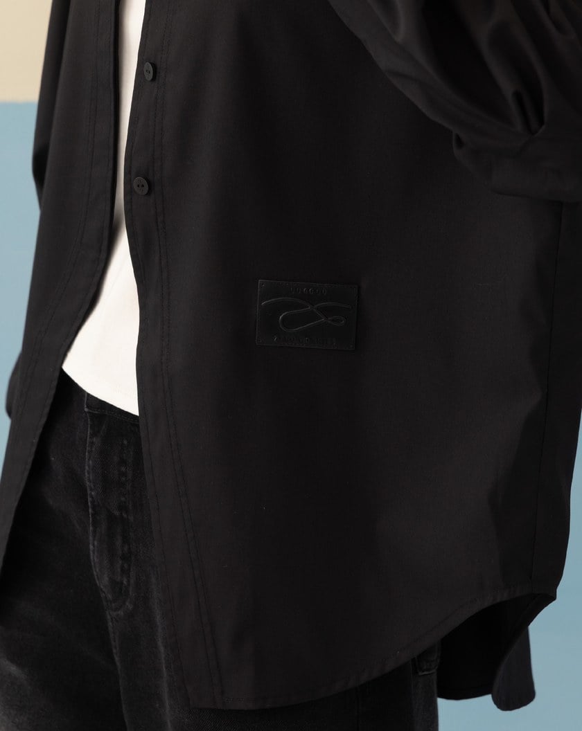 ➤│好事計劃│愛不偏心絲滑抗皺長袖襯衫(黑色)