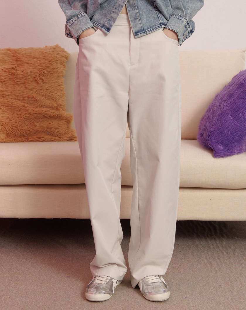 ➤壓折造型後鬆緊男友褲(兩色)