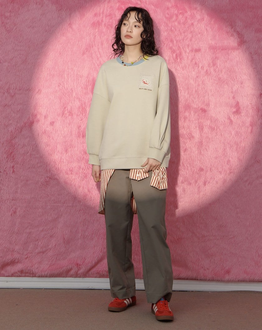 ➤壓折造型後鬆緊男友褲(兩色)